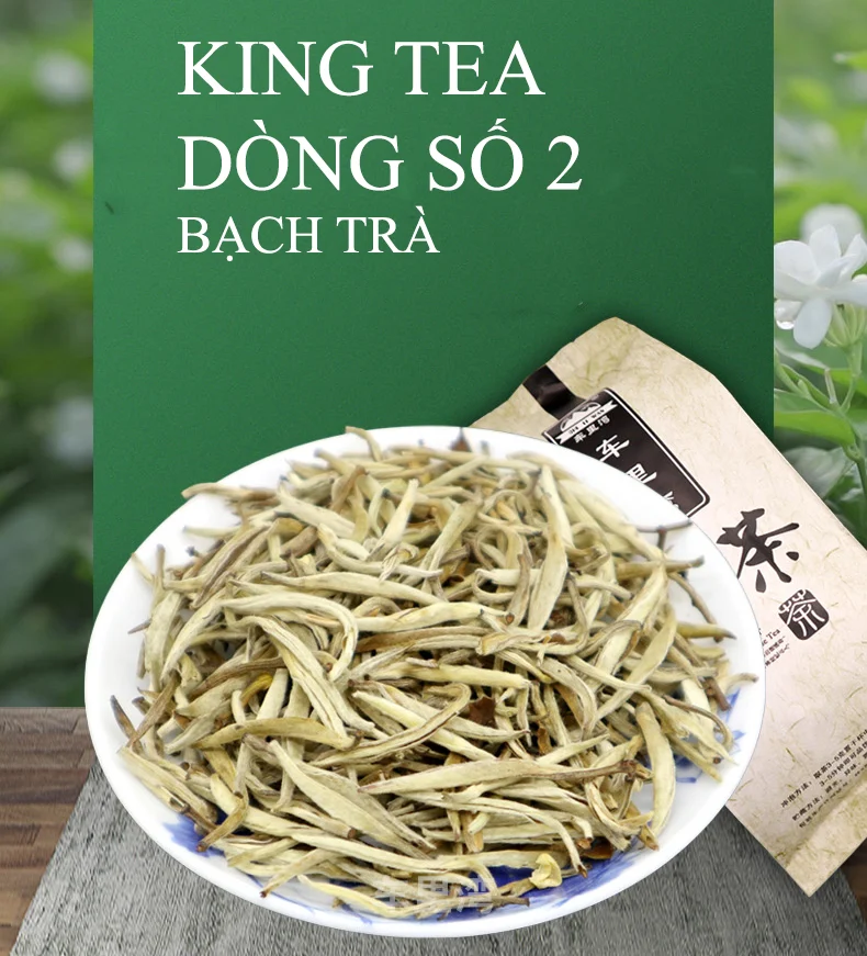 TRÀ TRẮNG MẠT NHÀI HOA - BẠCH TRÀ NGÂN KIM - KING TEA 2021 - BÚP LỚN HƯƠNG CAO CẤP - 100GR