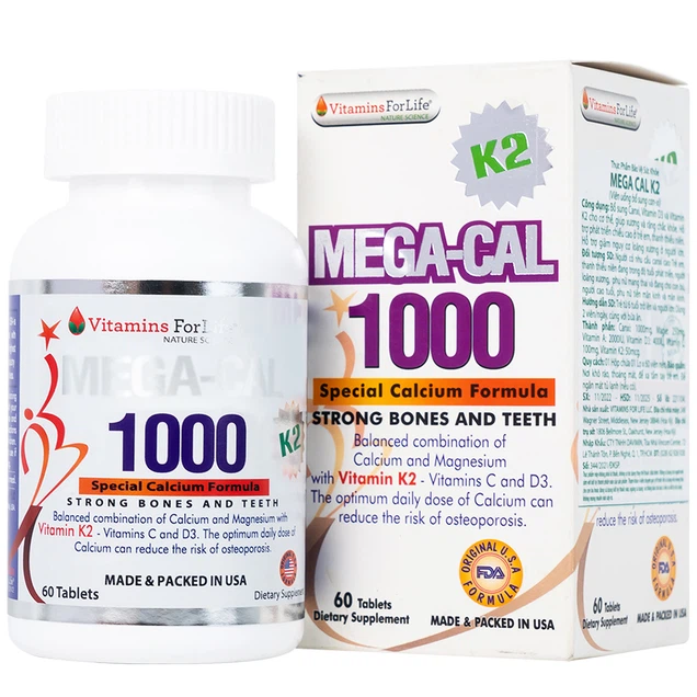 Viên uống bổ sung canxi Mega-Cal 1000 Vitamins For Life 60 viên 2