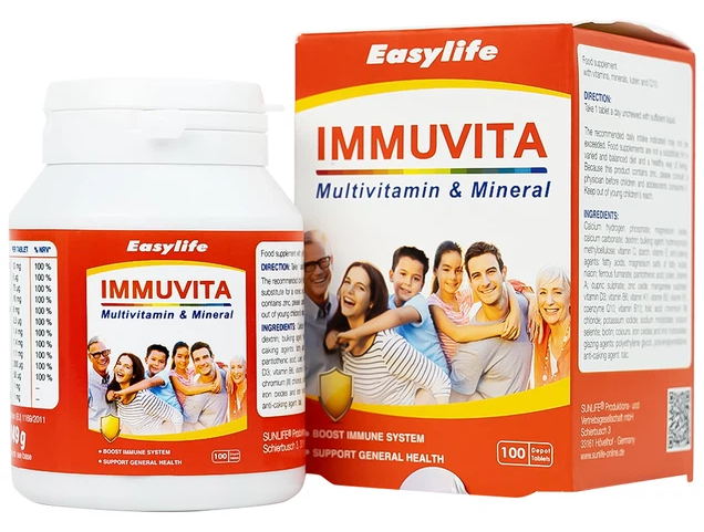 Viên uống Immuvita Easylife bổ sung vitamin và khoáng chất cho cơ thể, tăng sức khỏe (100 viên)