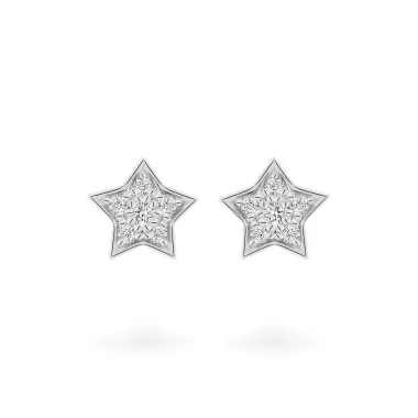 Hoa tai vàng trắng 14K gắn kim cương DOJI AFER100159F2DA1