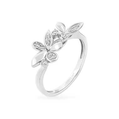 Nhẫn vàng trắng 14K gắn kim cương DOJI AFRR800026F2DA1