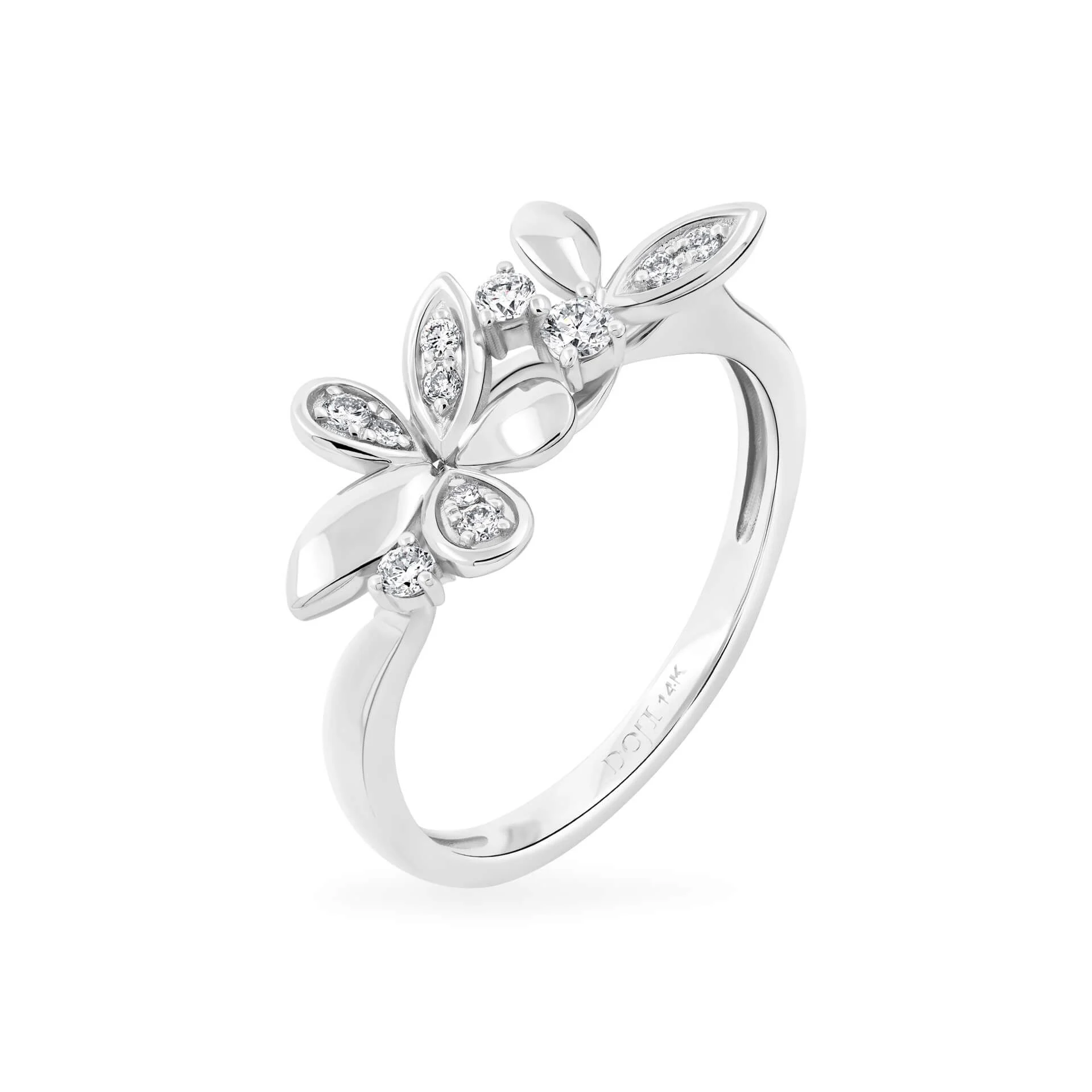 Nhẫn vàng trắng 14K gắn kim cương DOJI AFRR800026F2DA1